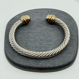 Two Tone Cable Cuff Bracelet Twisted Wire Statement Chunky Y2K Jewelry Gift
